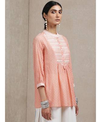 Peach Embroidered Kurti 4