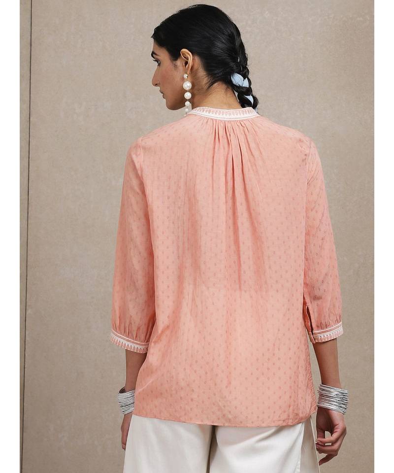 Peach Embroidered Kurti