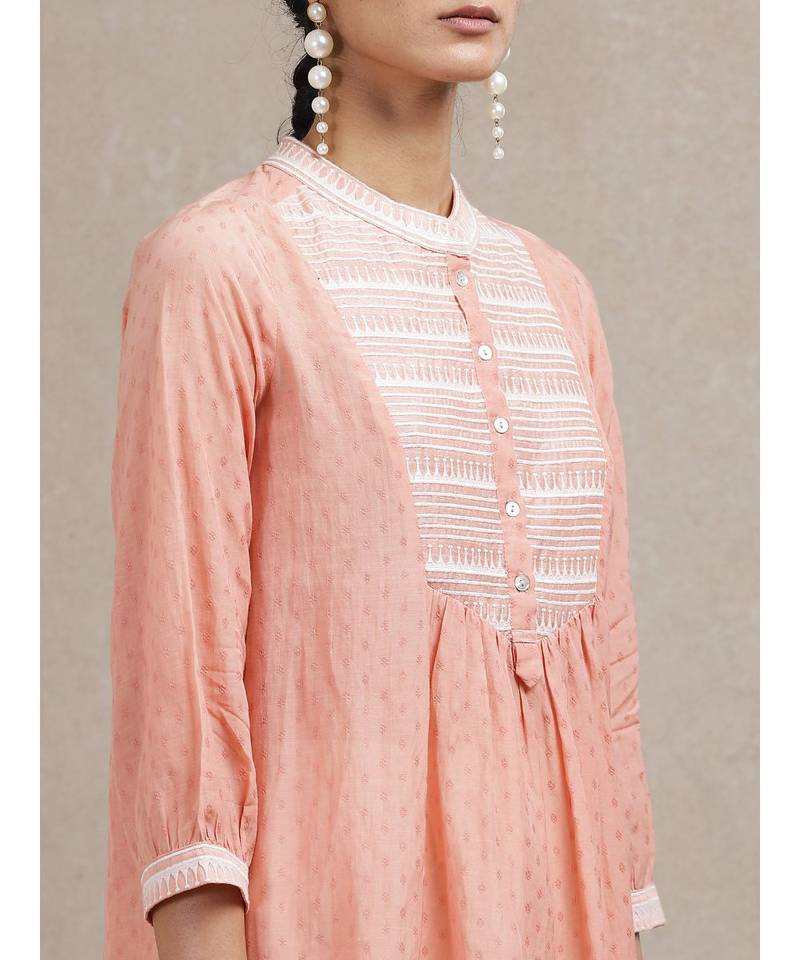 Peach Embroidered Kurti