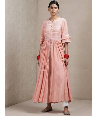 Peach Embroidered Kurta with Palazzos 1