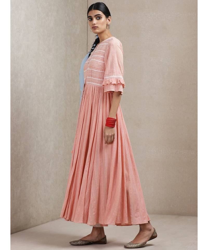 Peach Embroidered Kurta with Palazzos