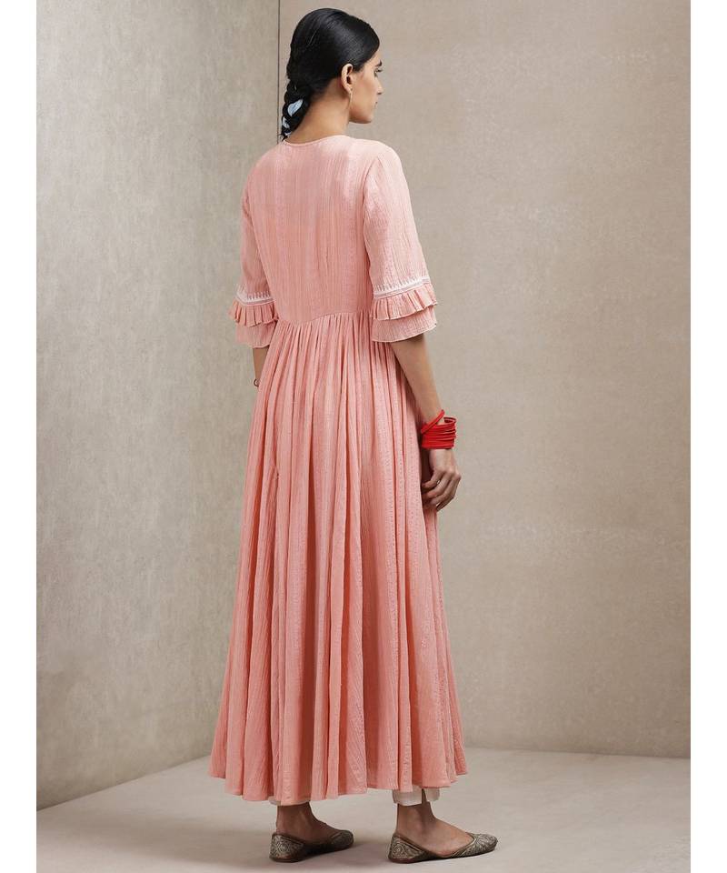 Peach Embroidered Kurta with Palazzos