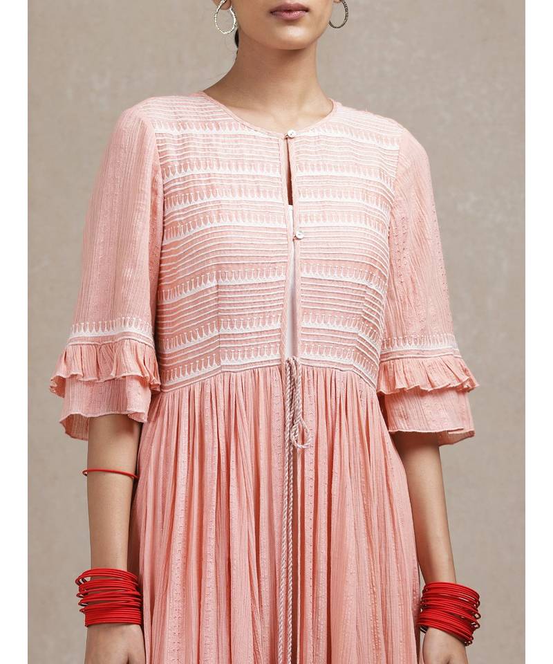 Peach Embroidered Kurta with Palazzos
