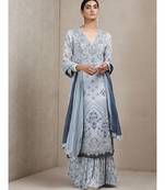 Powder Blue Floral Print Suit Set