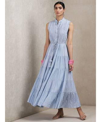 Powder Blue Self-Work Dress 1