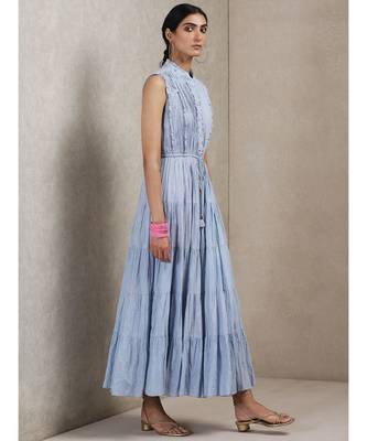 Powder Blue Self-Work Dress 3