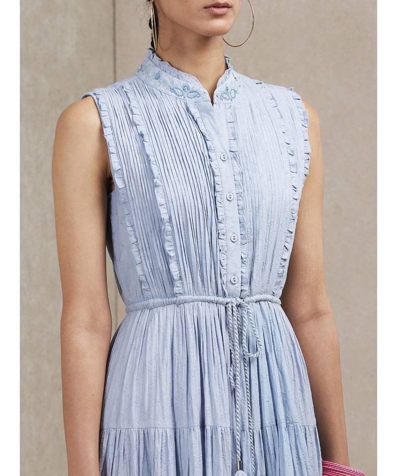 Powder Blue Self-Work Dress