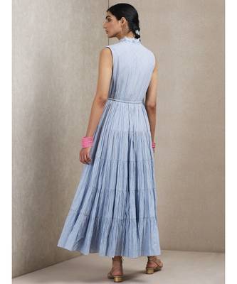 Powder Blue Self-Work Dress 5