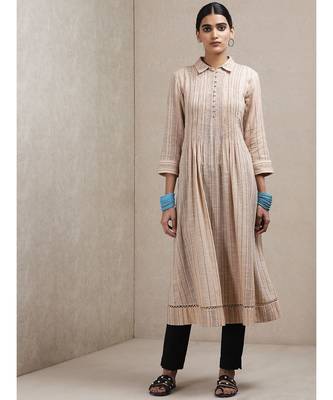 Beige Striped Kurta 1