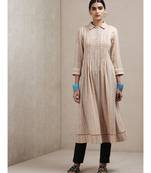 Beige Striped Kurta