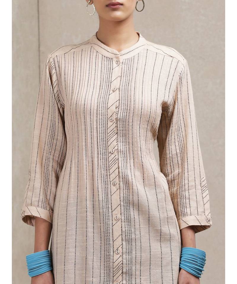 Beige Striped Kurti