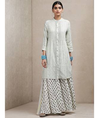 Mint Green Striped Kurti 1