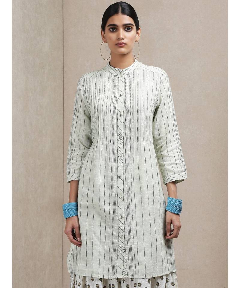Mint Green Striped Kurti