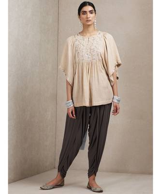 Beige Embroidered Kurti 1