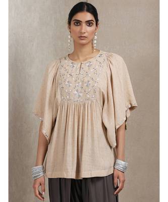 Beige Embroidered Kurti 2