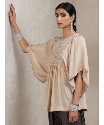 Beige Embroidered Kurti 3