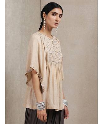 Beige Embroidered Kurti 4