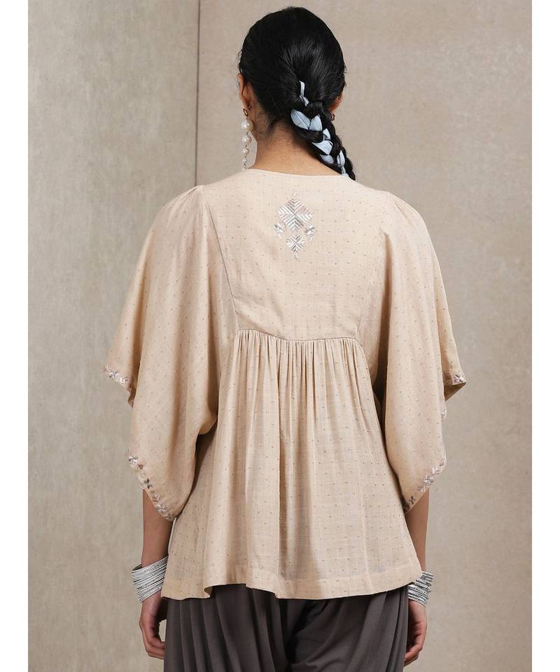 Beige Embroidered Kurti