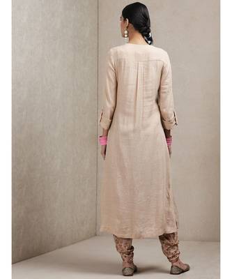 Beige Embroidered Kurta 4