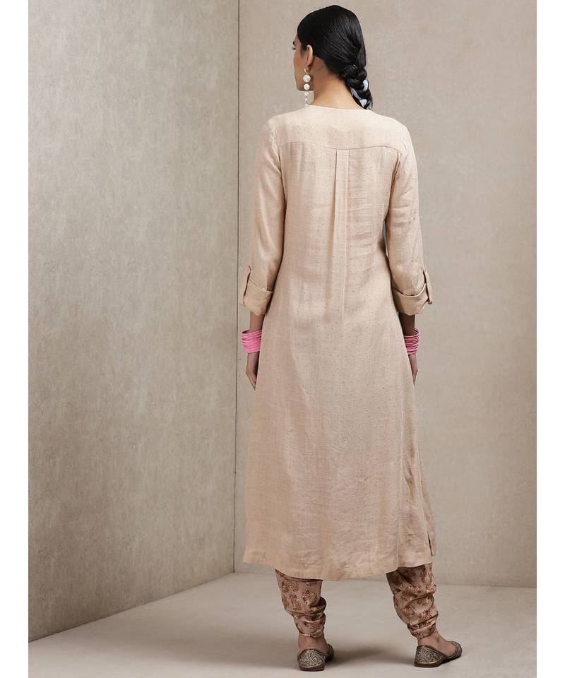 Beige Embroidered Kurta