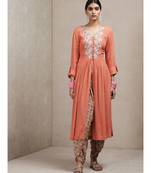 Rust Embroidered Kurta