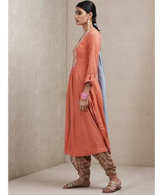 Rust Embroidered Kurta 3
