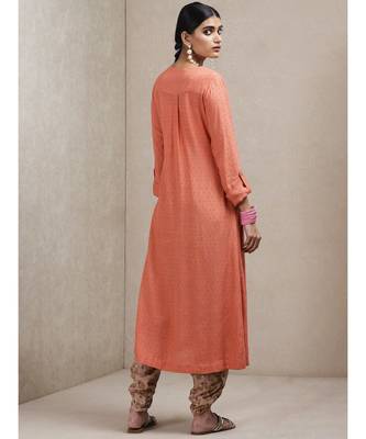 Rust Embroidered Kurta 5