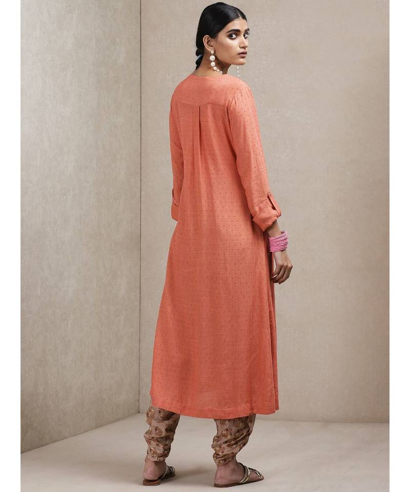 Rust Embroidered Kurta