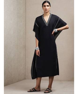 Black Solid Kaftan 1