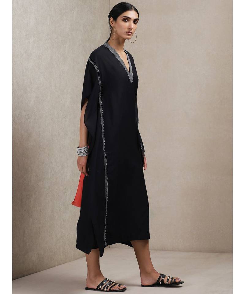 Black Solid Kaftan