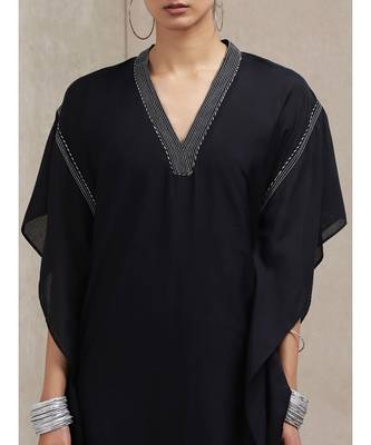 Black Solid Kaftan 5