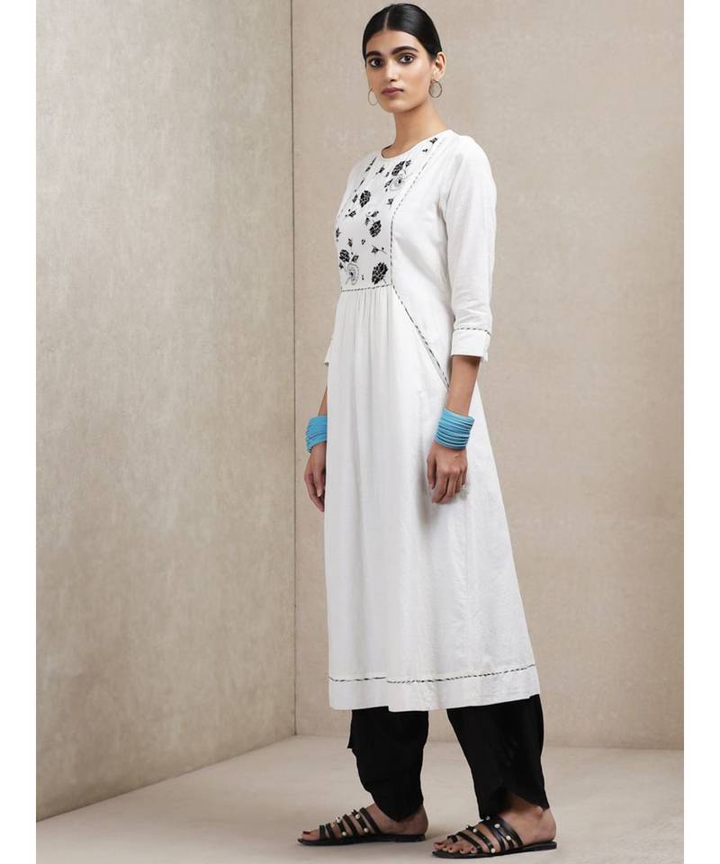 White Floral Kurta