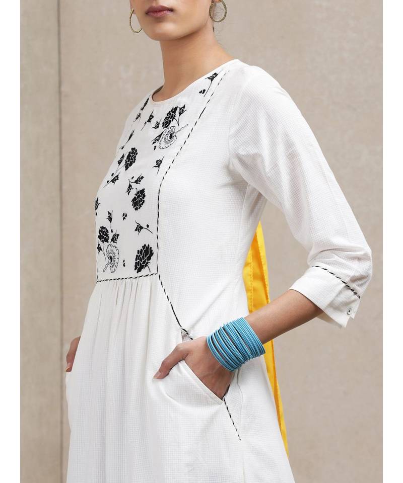 White Floral Kurta