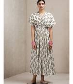 Beige Paisley Print Kaftan Dress