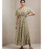 Olive Paisley Print Kaftan Dress
