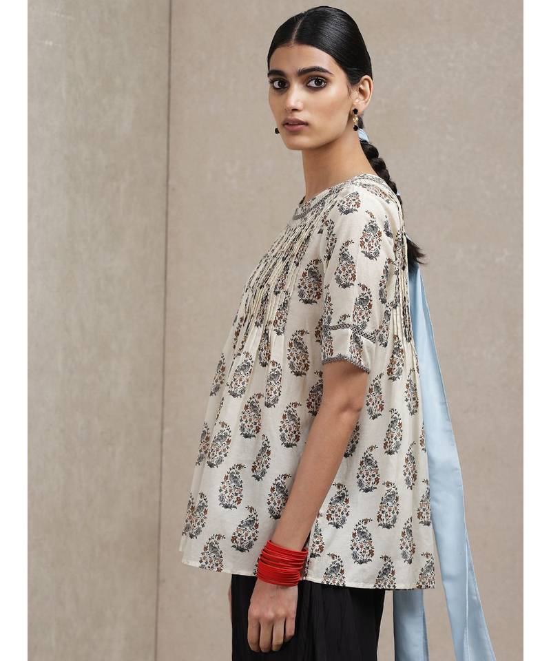 Beige Paisley Print Kurti