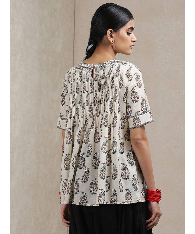 Beige Paisley Print Kurti