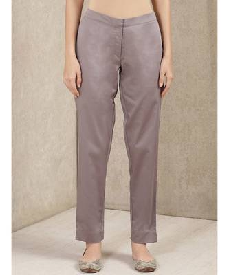 Grey Solid Trousers 1