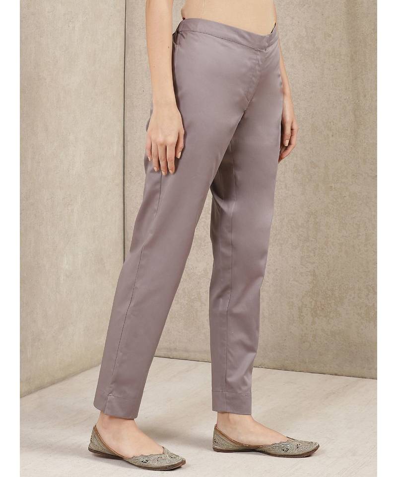 Grey Solid Trousers