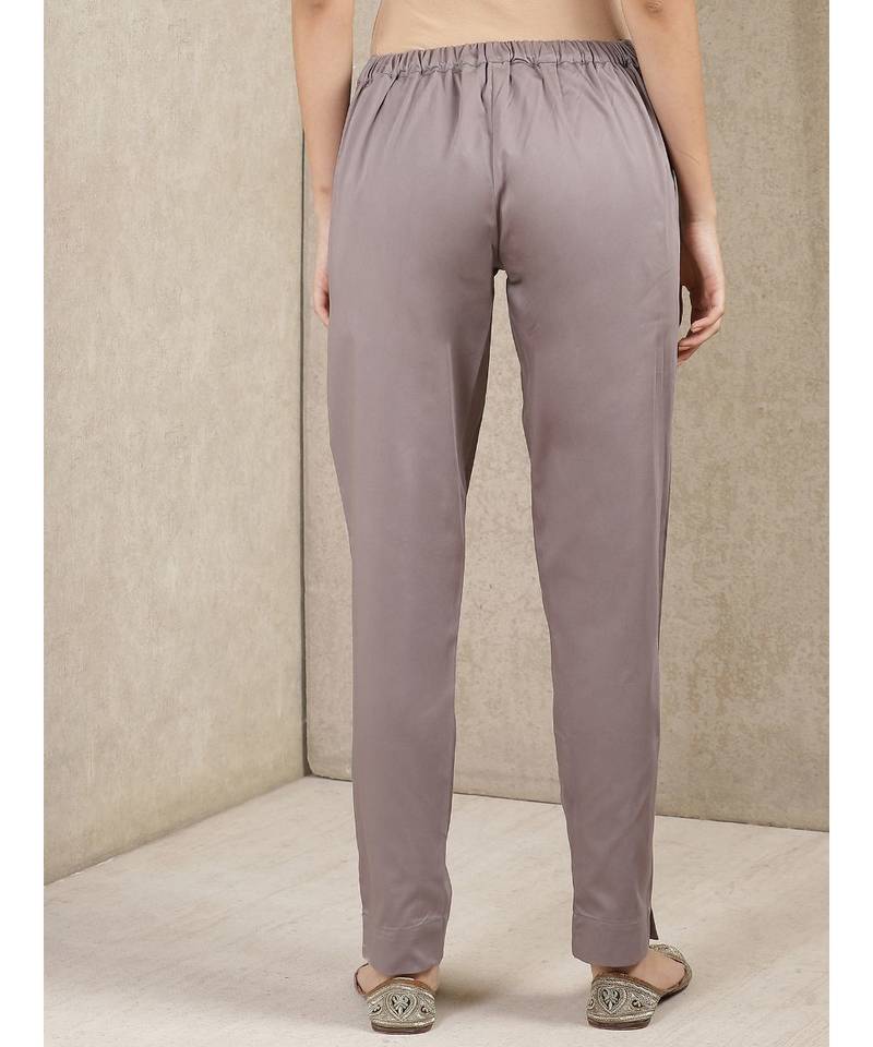 Grey Solid Trousers