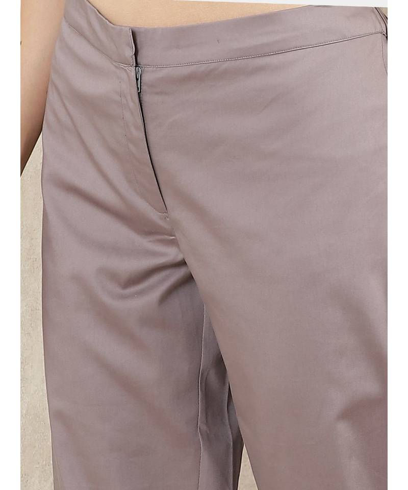 Grey Solid Trousers