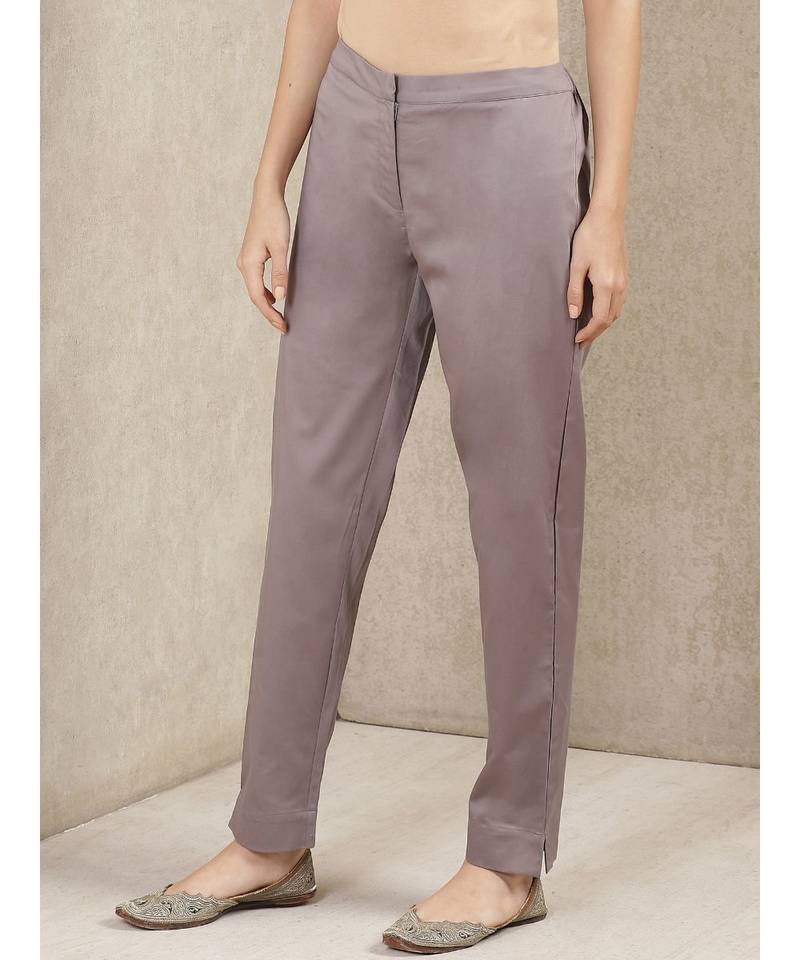 Grey Solid Trousers