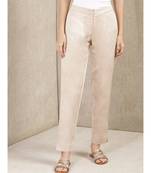 Beige Solid Trousers
