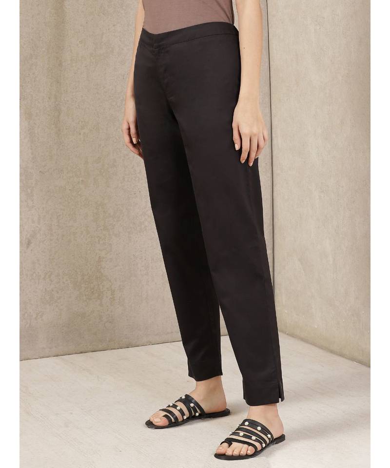 Black Solid Trousers