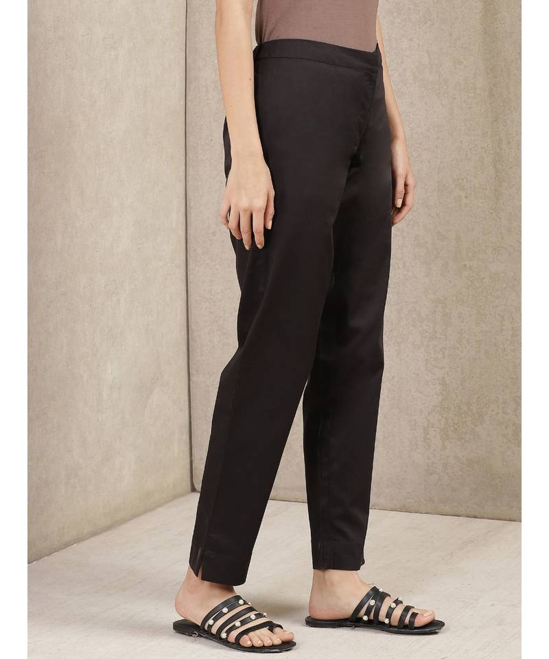 Black Solid Trousers