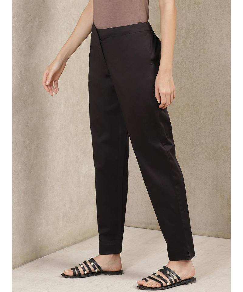 Black Solid Trousers