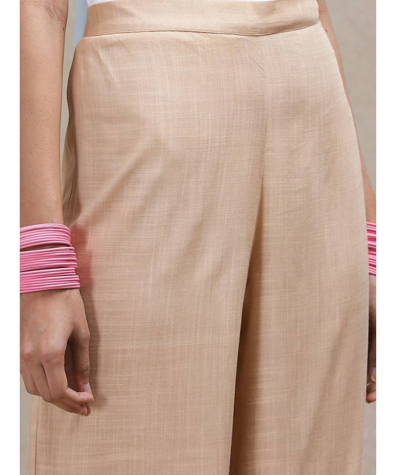Beige Wide-Leg Palazzos