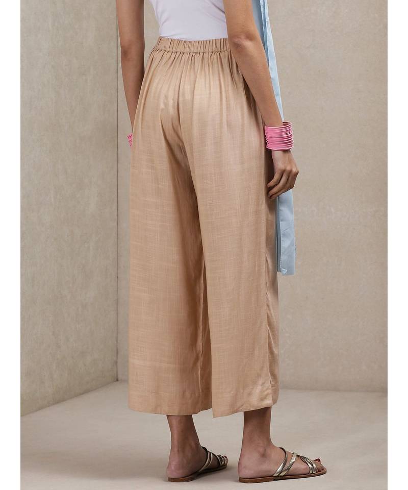 Beige Wide-Leg Palazzos