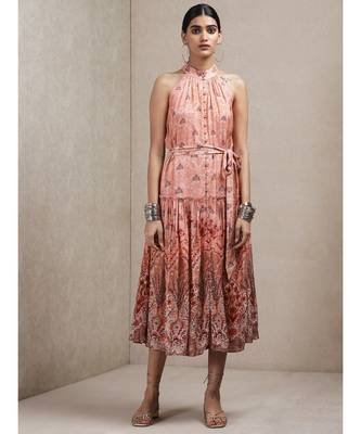 Peach Floral Print Dress by RITU KUMAR 1