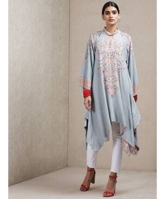 Light Grey Floral Print Asymmetric Dress 4